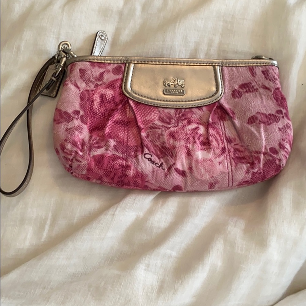 Pink coach wristlet